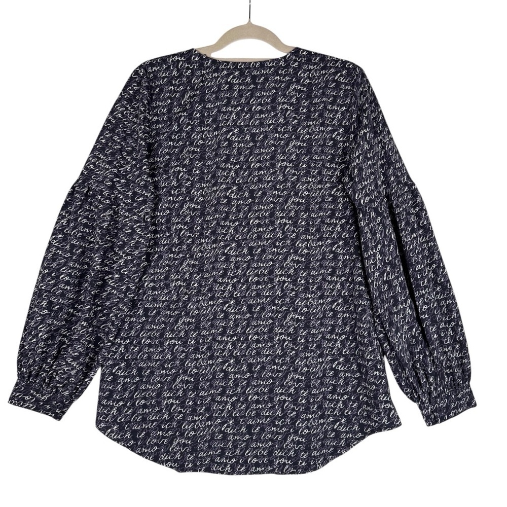 CAbi Medium Te Amo Navy Blue Blouse 5336 Love Letter Women's Shirt Top Tunic - Picture 5 of 8